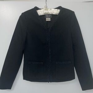 Chanel Black Wool Tweed Braided Blazer